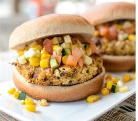 Falafel Burger, Zucchini, Corn Relish